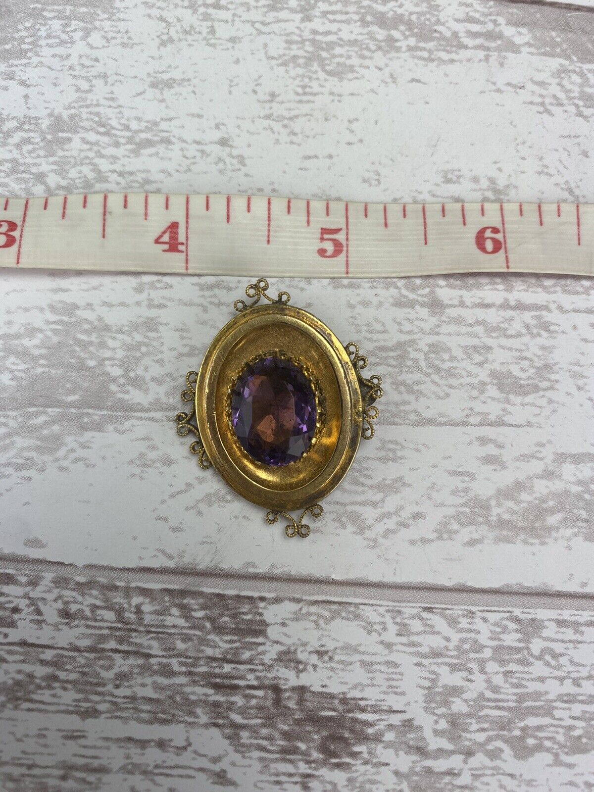 Antique Late 1800s Victorian Gold Filled Amethyst Paste Pendant AS IS