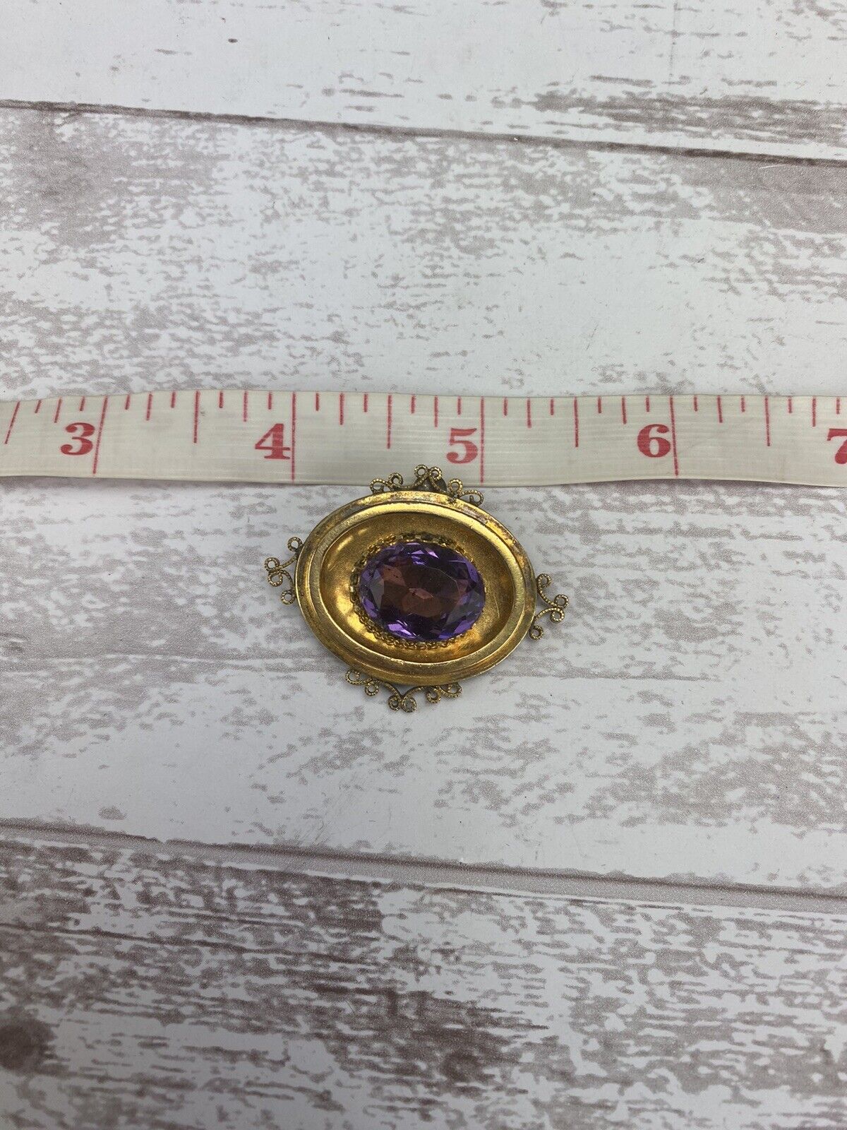 Antique Late 1800s Victorian Gold Filled Amethyst Paste Pendant AS IS