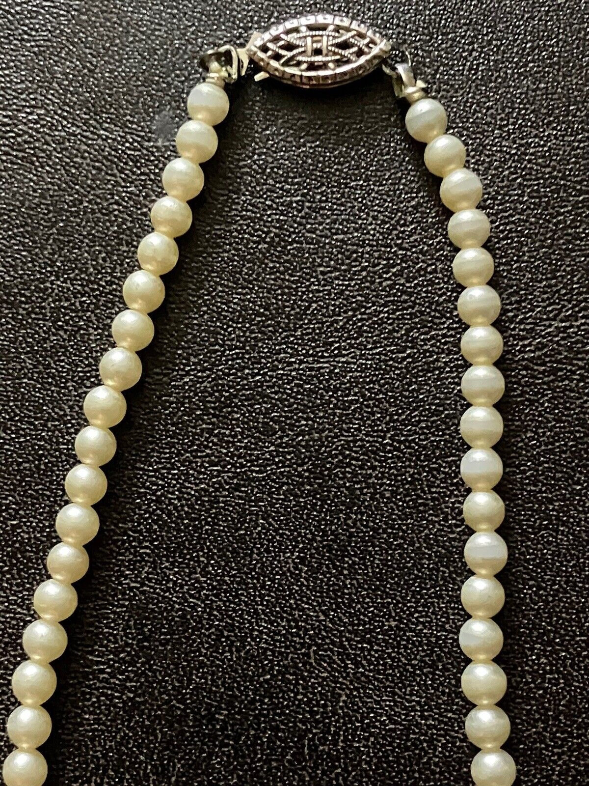 1800s Graduated Strand Of Akoya Pearls With Sterling Clasp
