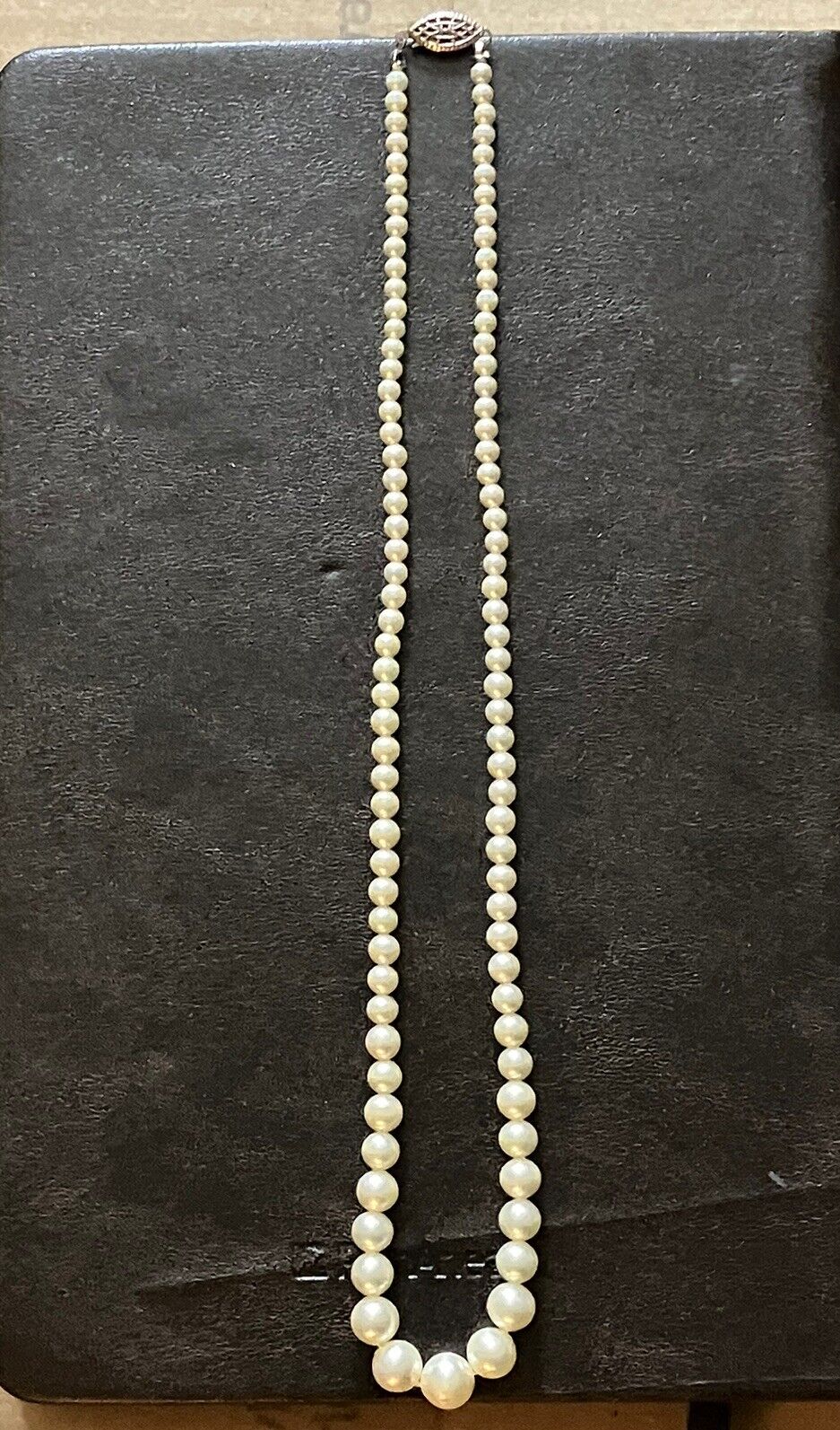 1800s Graduated Strand Of Akoya Pearls With Sterling Clasp
