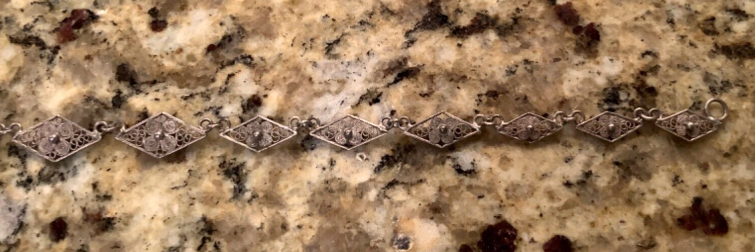 c. 1800s Etruscan Revival Sterling Silver Fringed Cannetille Filigree Necklace