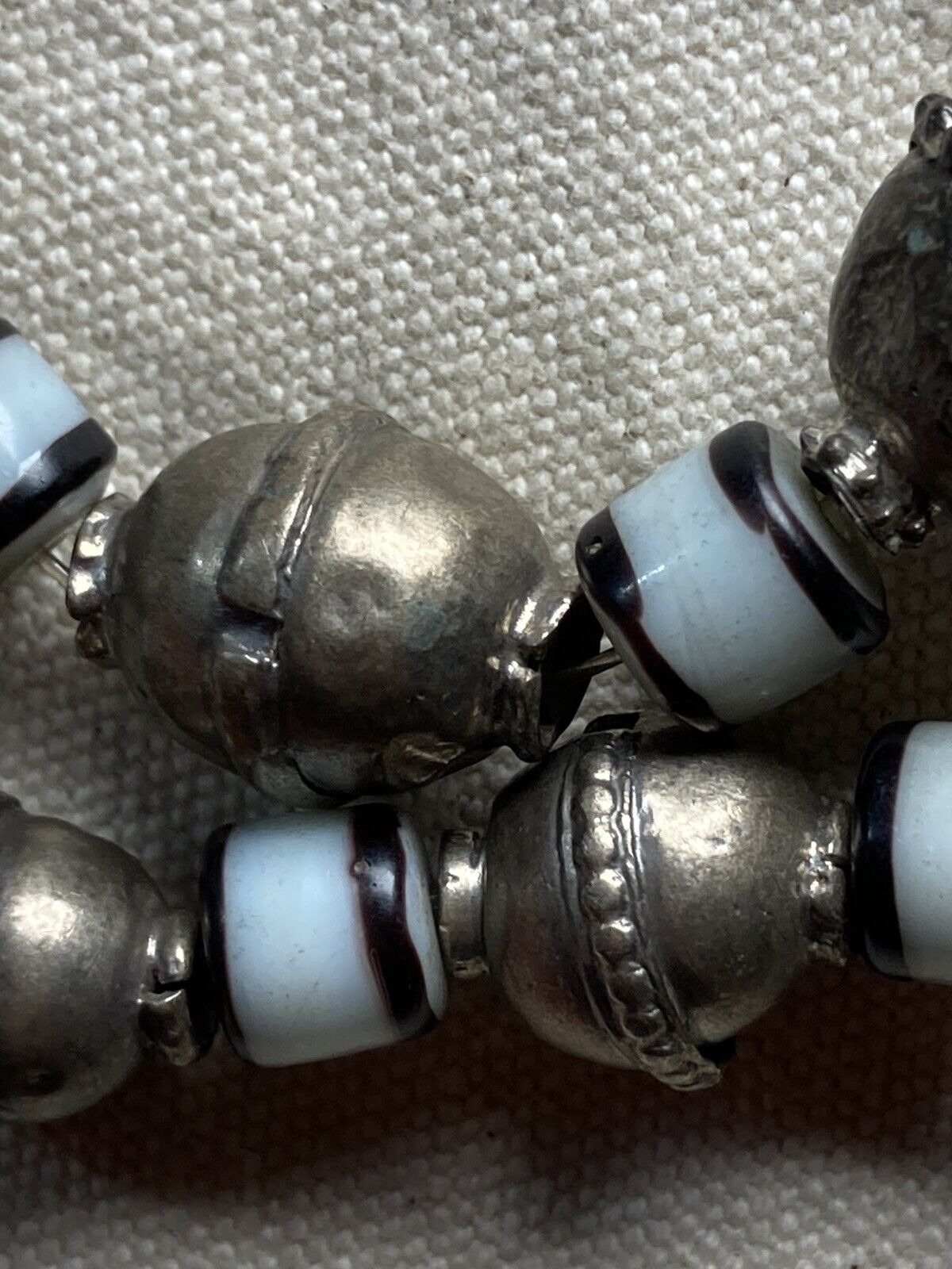 1800'S YEMEN TRIBAL BEDOUIN NECKLACE 1780 AUSTRIAN SILVER THALER COIN GLASS BEAD