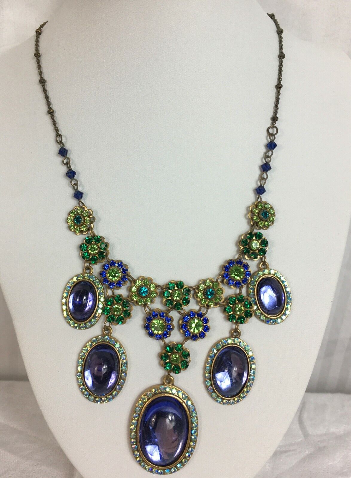 Juicy Couture Blue Cabochon Drop Necklace 18th C Style