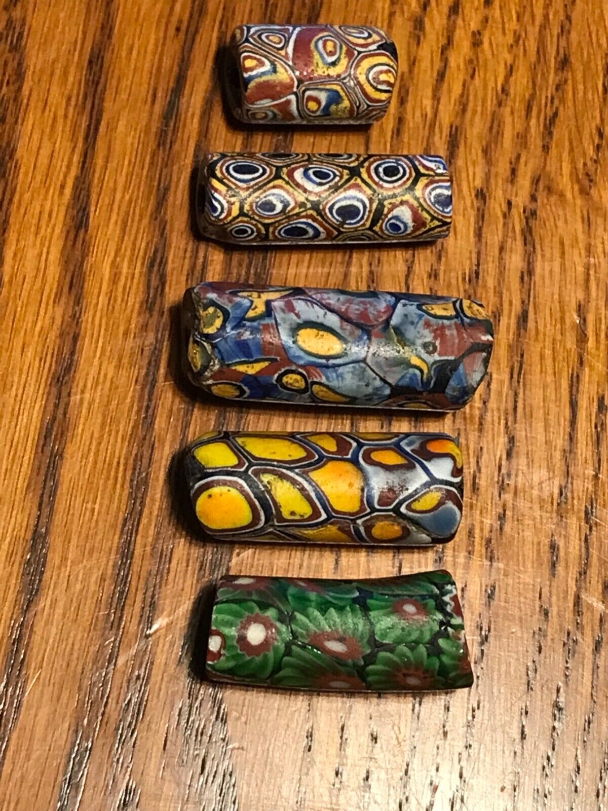 5 African Trade Beads Venetian Millefiori 1700s-1800s