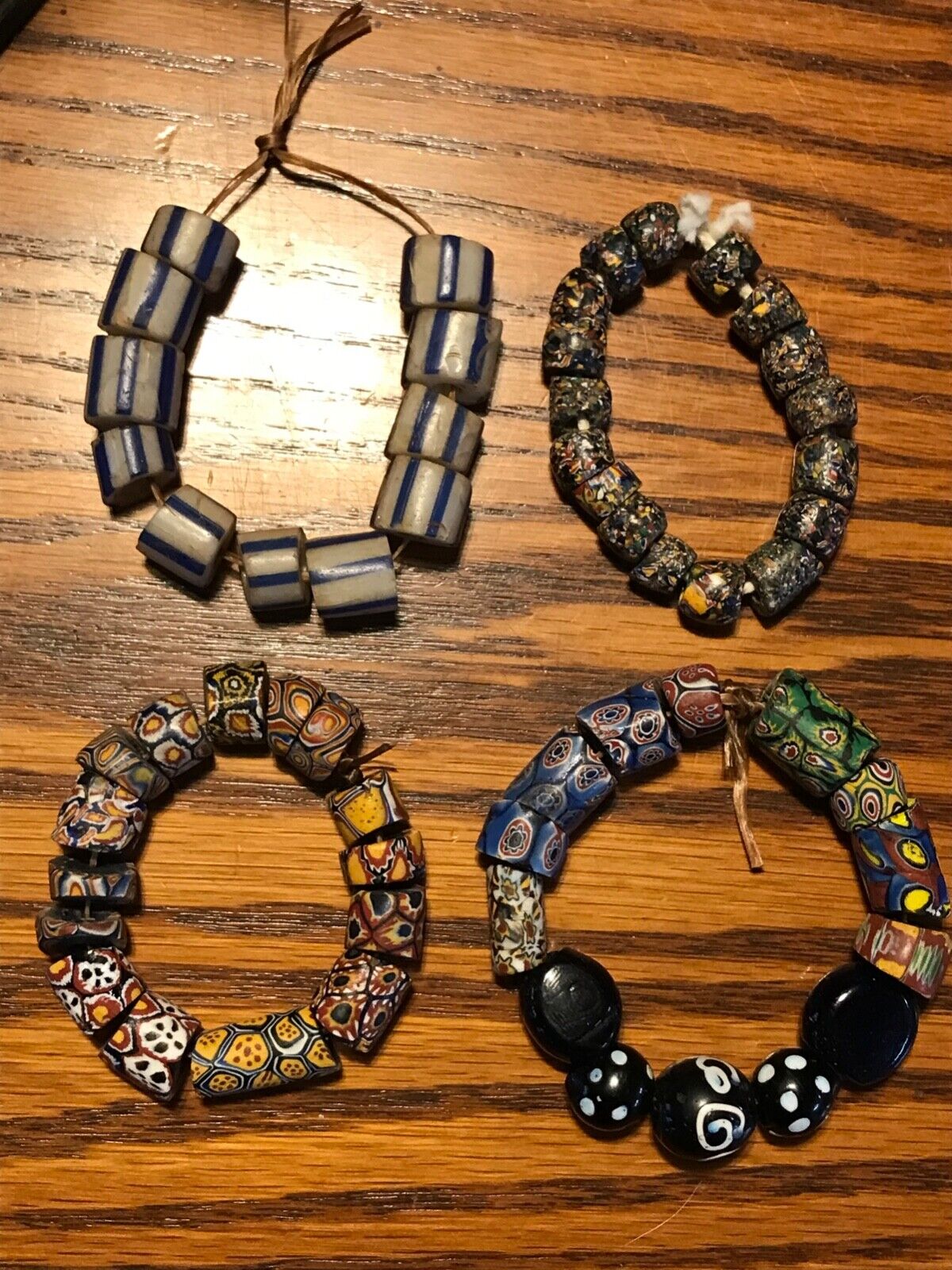 4 Strands /  57 African Trade Beads Venetian Millefiori 1700s-1800s