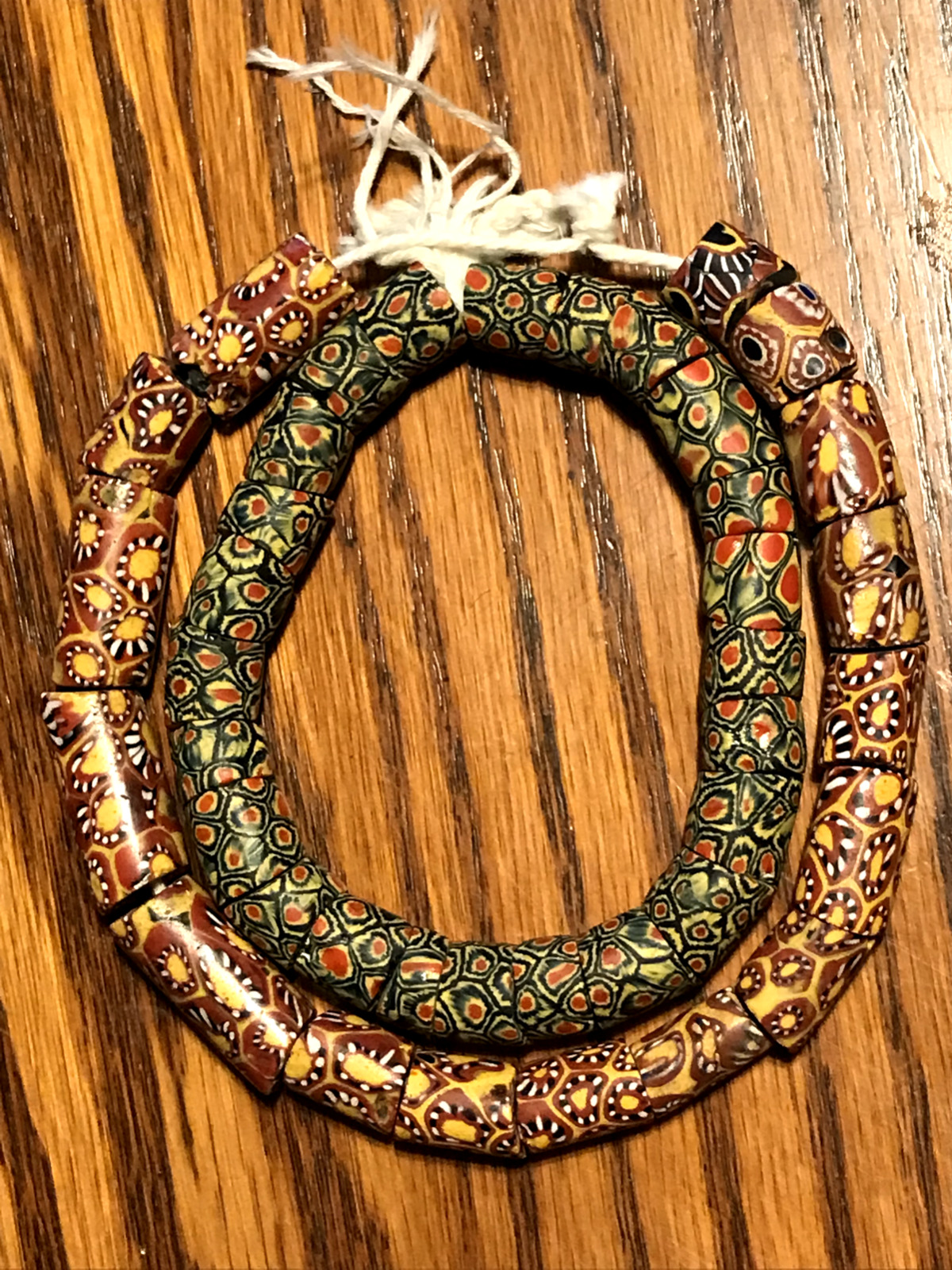 2 Strands / 40 African Trade Beads Venetian Millefiori 1700s - 1800s