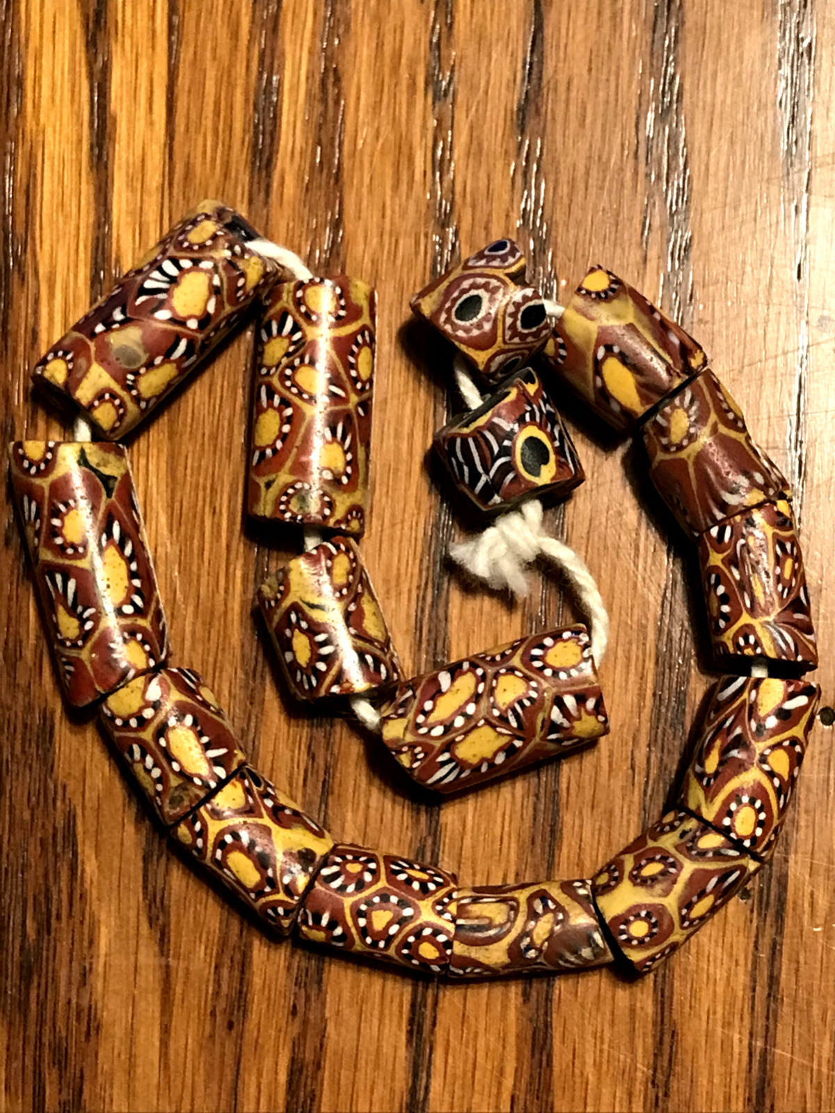 2 Strands / 40 African Trade Beads Venetian Millefiori 1700s - 1800s