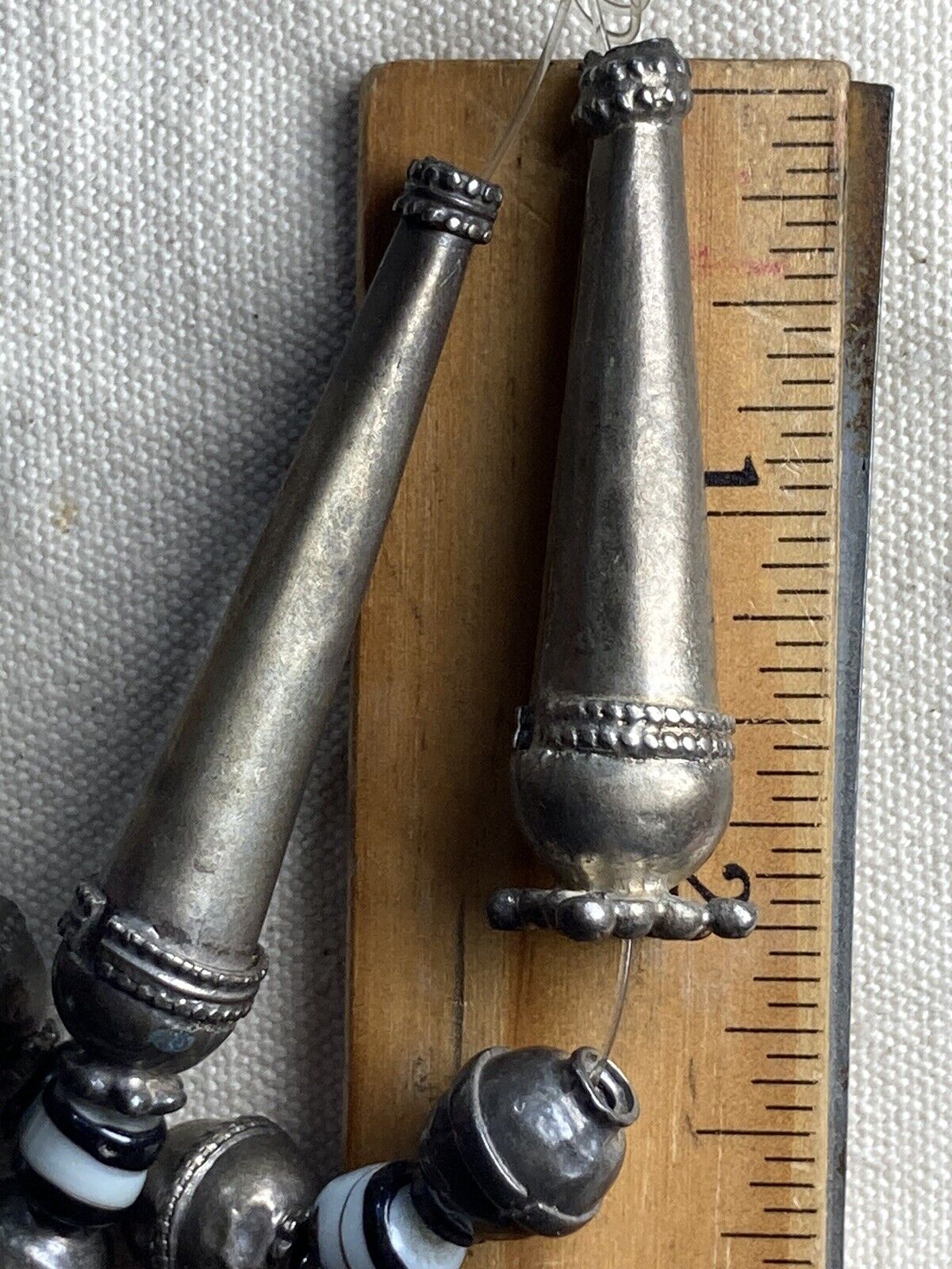 1800'S YEMEN TRIBAL BEDOUIN NECKLACE 1780 AUSTRIAN SILVER THALER COIN GLASS BEAD