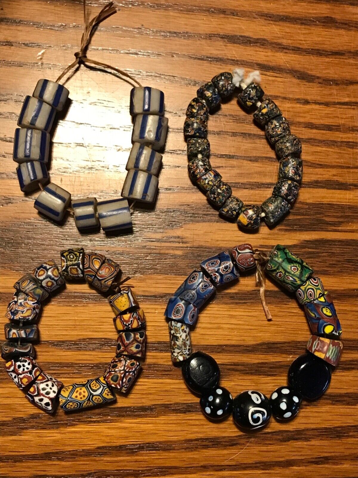 4 Strands /  57 African Trade Beads Venetian Millefiori 1700s-1800s