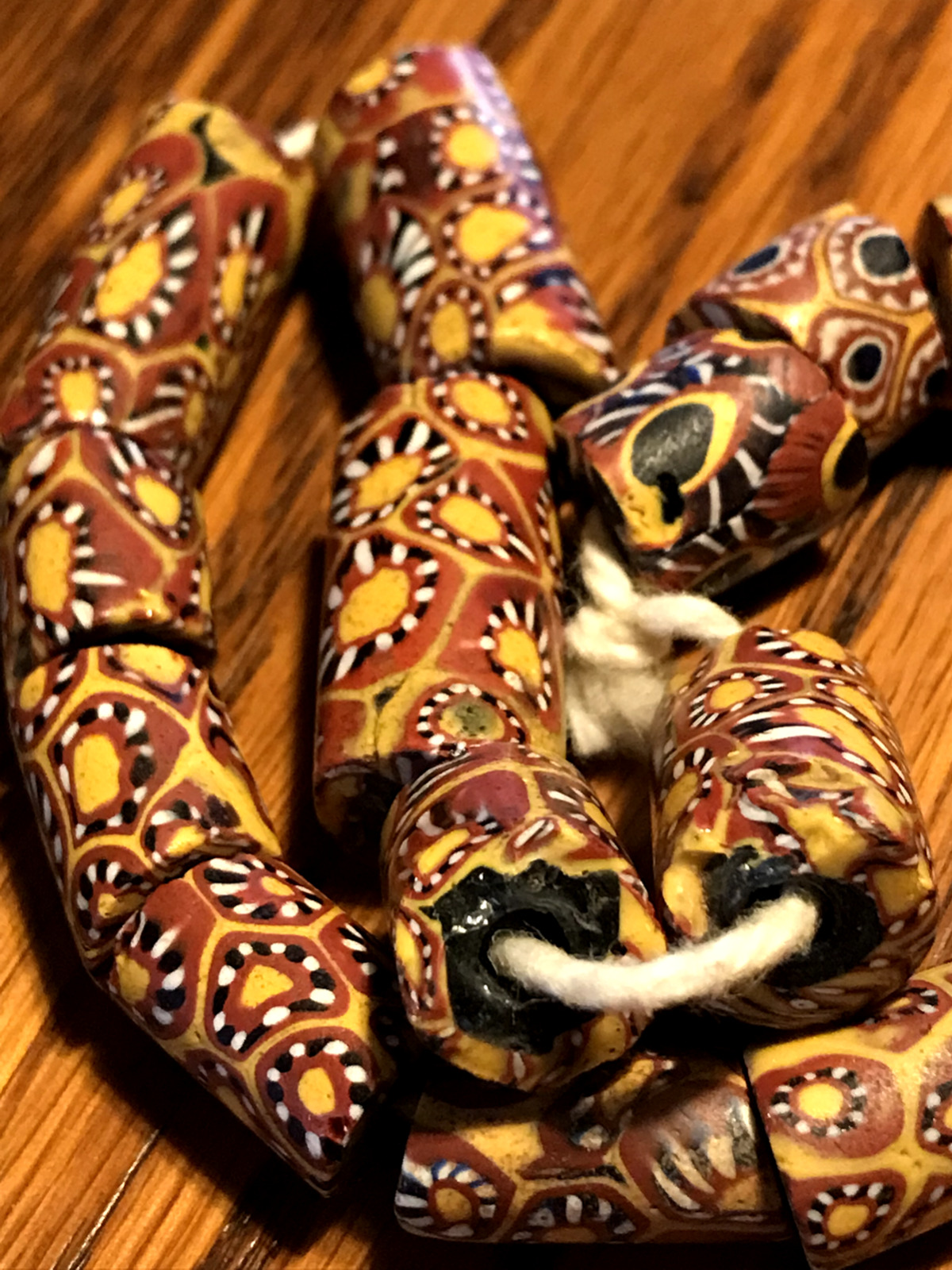 2 Strands / 40 African Trade Beads Venetian Millefiori 1700s - 1800s