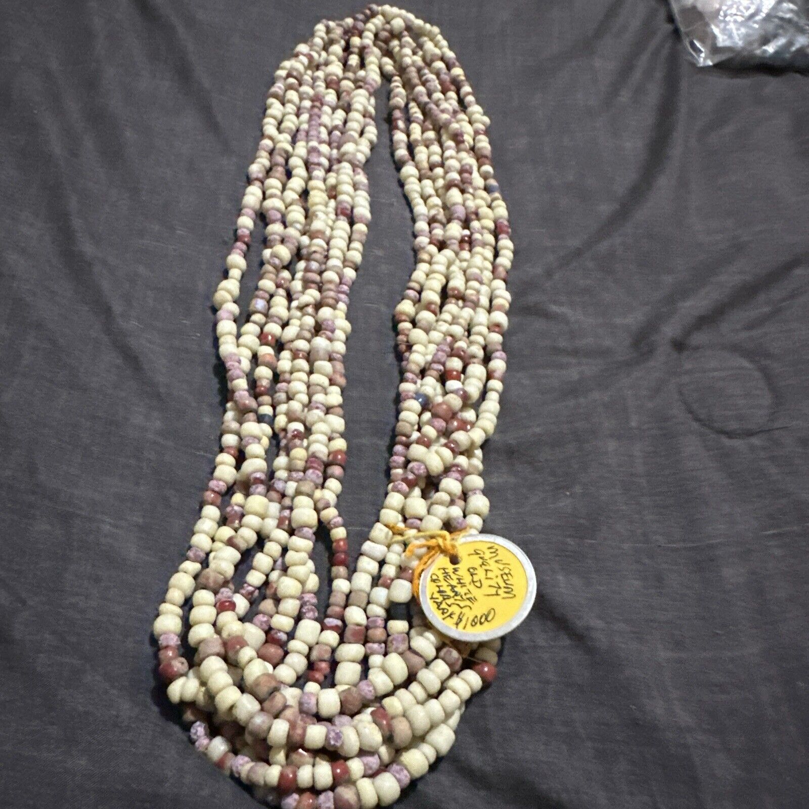 white heart trade beads 1700s Total Of  8 Strands 28” Each