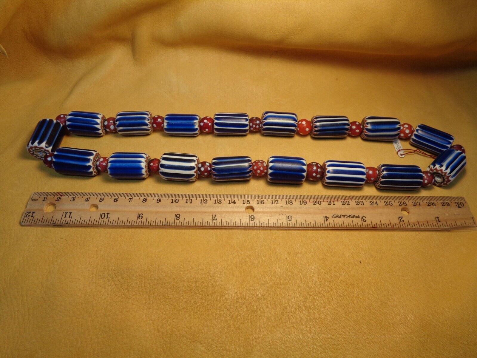 Strand Blue & White Chevron & Spotted Red White Heart Beads Trade Beads 1700's