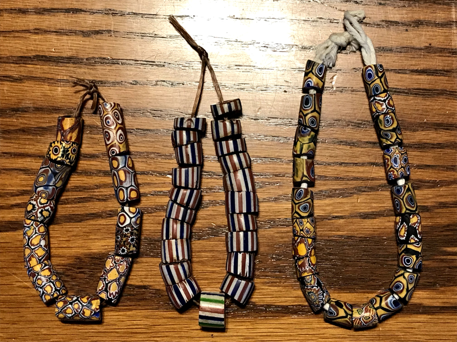 3 Strands /  52 African Trade Beads Venetian Millefiori 1700s - 1800s