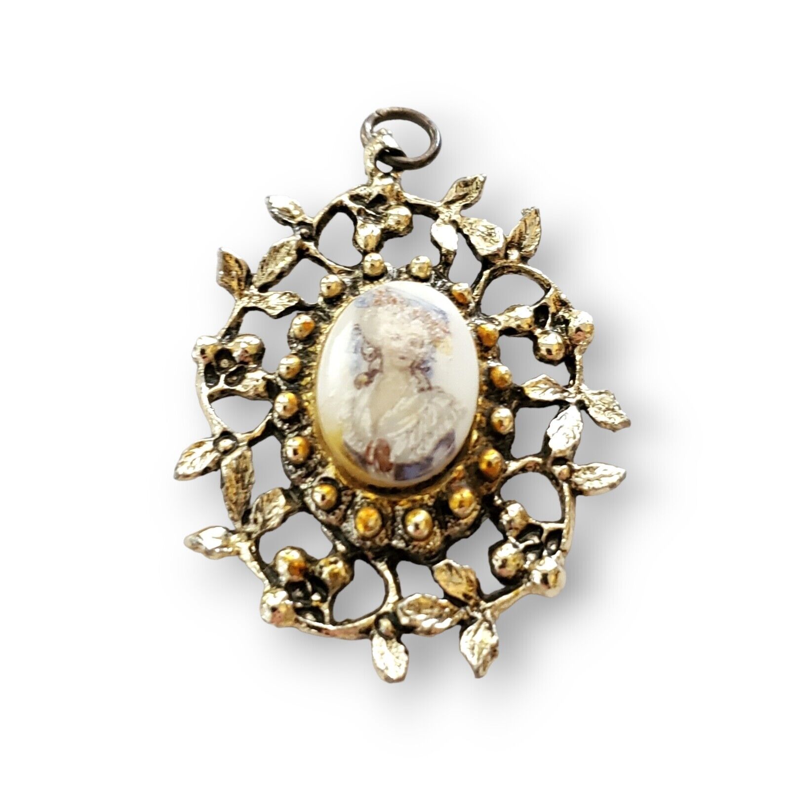 Vintage Collectable Artisan Silver Marie Antoinette & Multistone Pendant Lot 2 