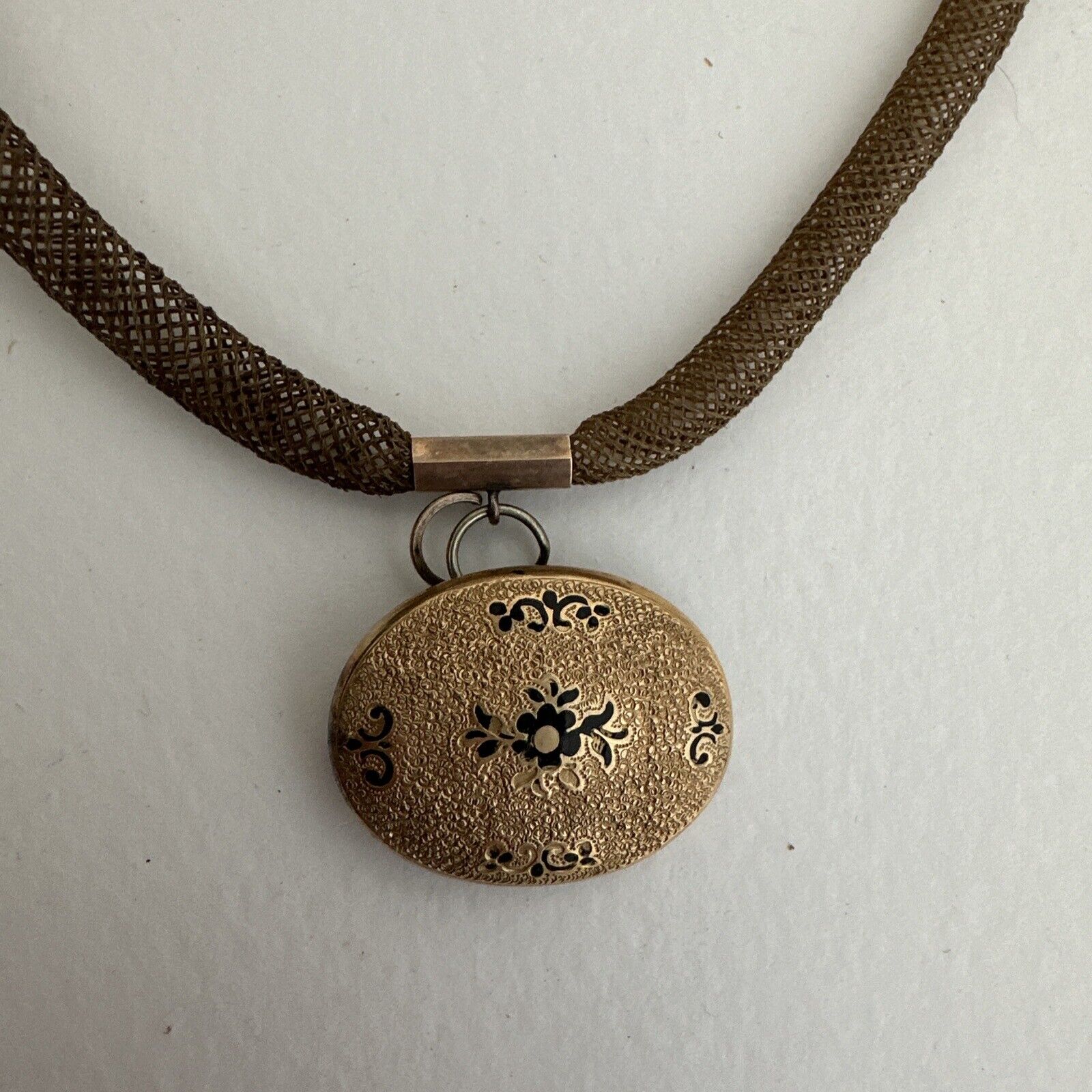 Antique 1800's Woven Hair 22" Necklace With Gold Hinges And Pendant