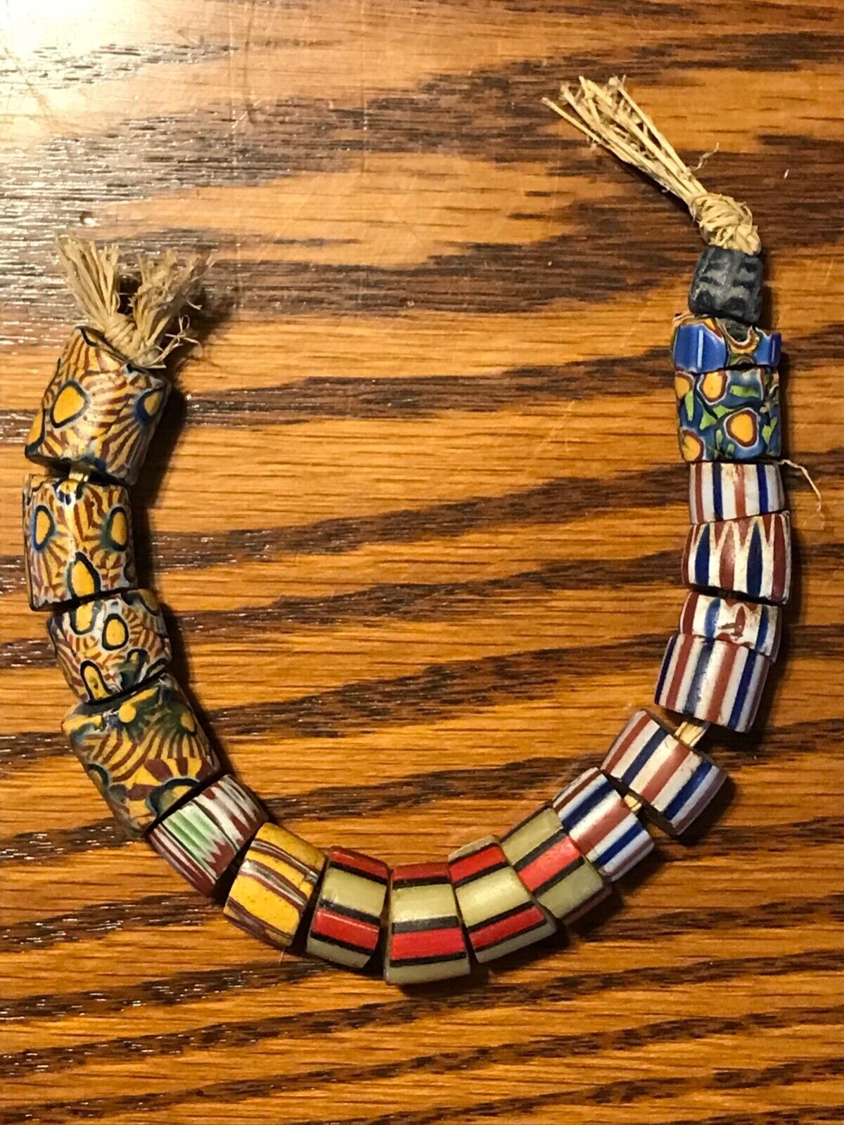 2 Strands / 26 African Trade Beads Venetian Millefiori 1700s - 1800s