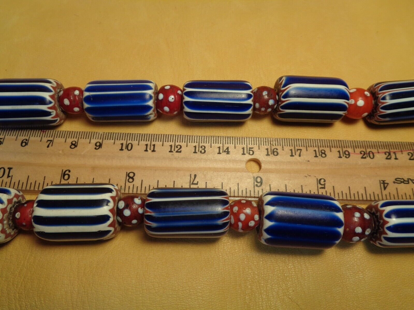 Strand Blue & White Chevron & Spotted Red White Heart Beads Trade Beads 1700's