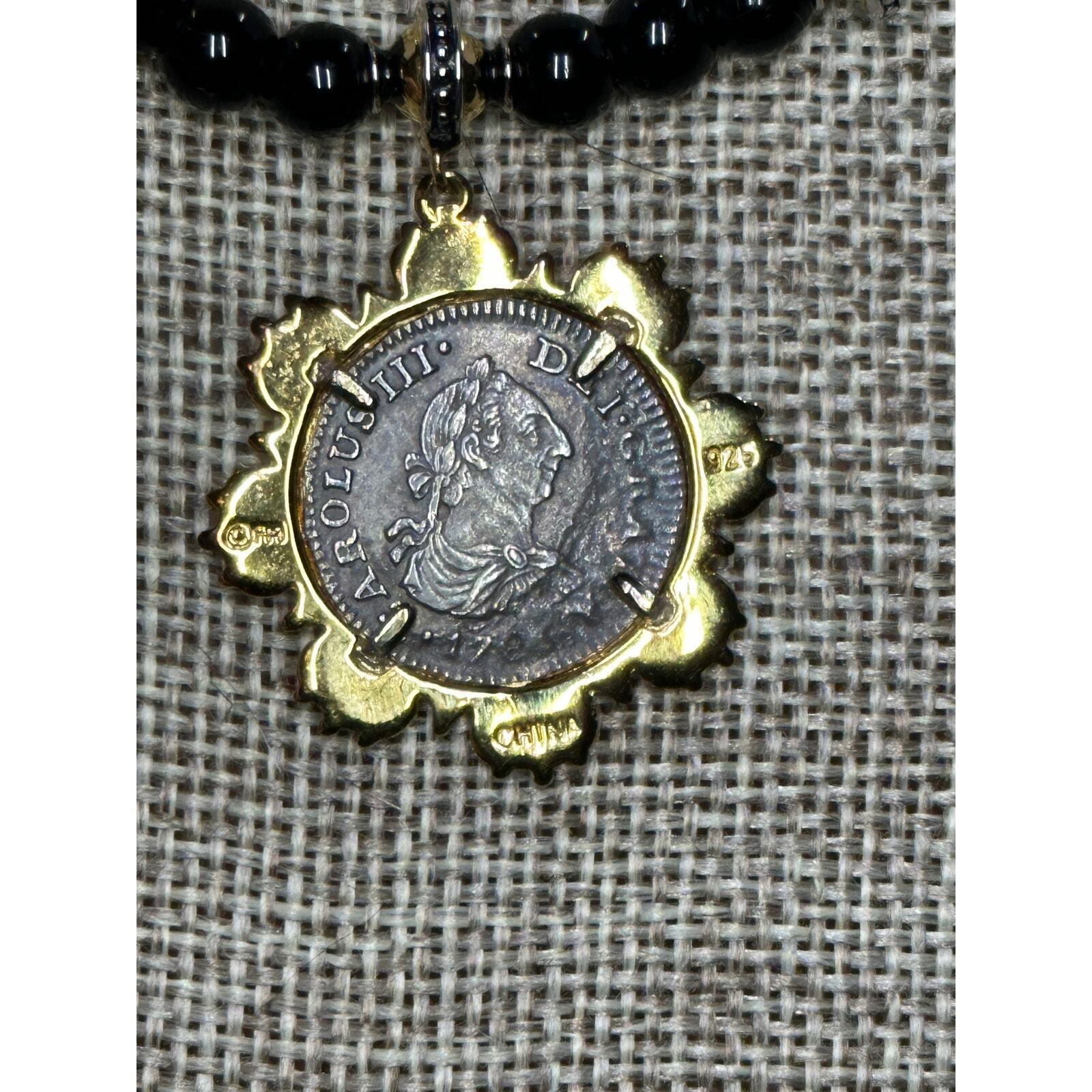 El Cazador 1783 Shipwreck CoinSterling Silver Onyx Necklace