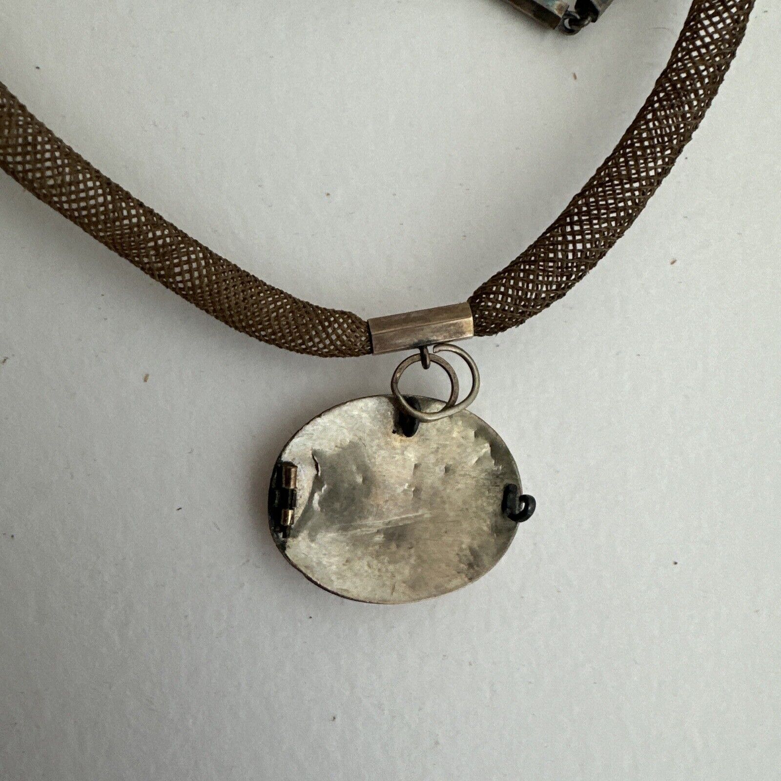 Antique 1800's Woven Hair 22" Necklace With Gold Hinges And Pendant