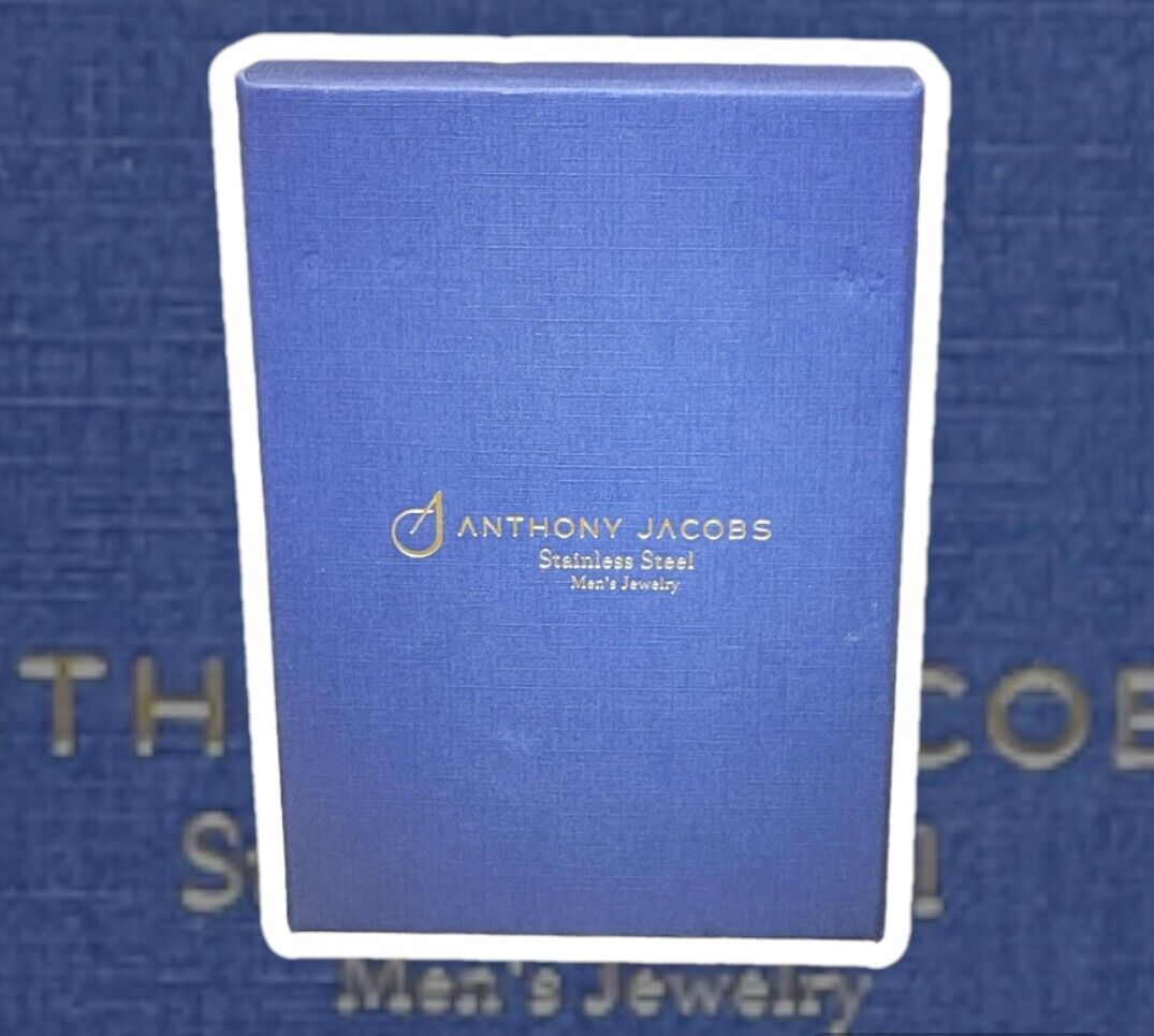 Anthony Jacobs Stainless Steel Men's Jewelry set "Bonus" with Gold Cross.  "NEW"
