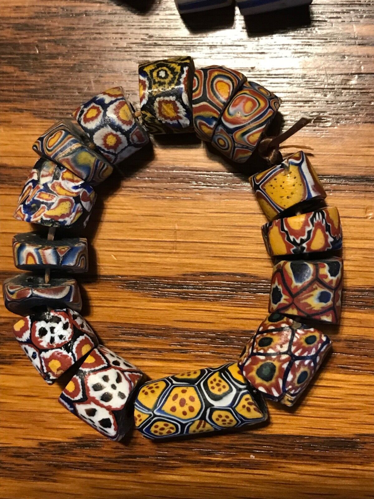 4 Strands /  57 African Trade Beads Venetian Millefiori 1700s-1800s