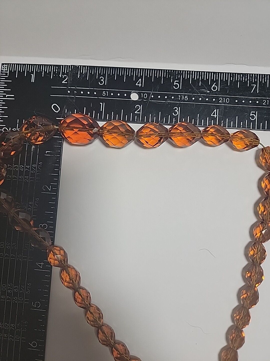 Antique 1800s Amber Czech Crystal 22" Beads Necklace Chunky Yet Elegant!