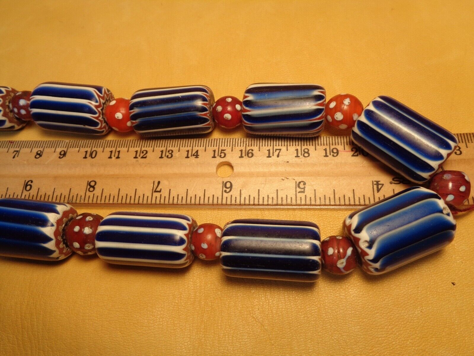 Strand Blue & White Chevron & Spotted Red White Heart Beads Trade Beads 1700's