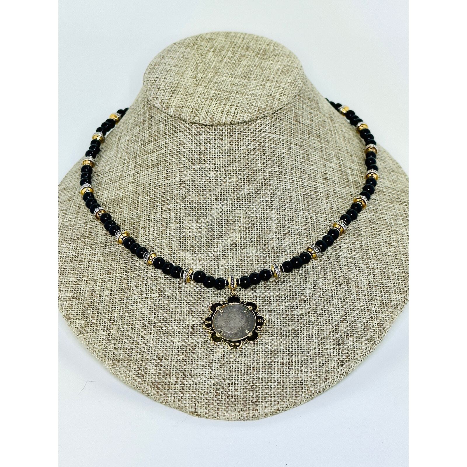 El Cazador 1783 Shipwreck CoinSterling Silver Onyx Necklace