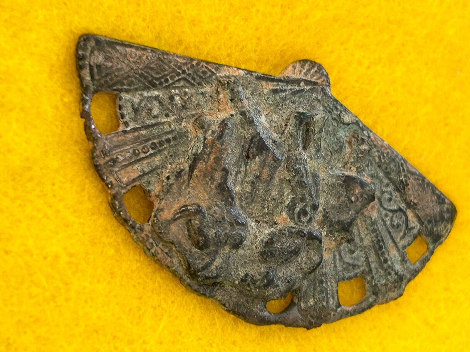 Ancient Spanish brass bullfighting fan pendant(1600-1700’s)