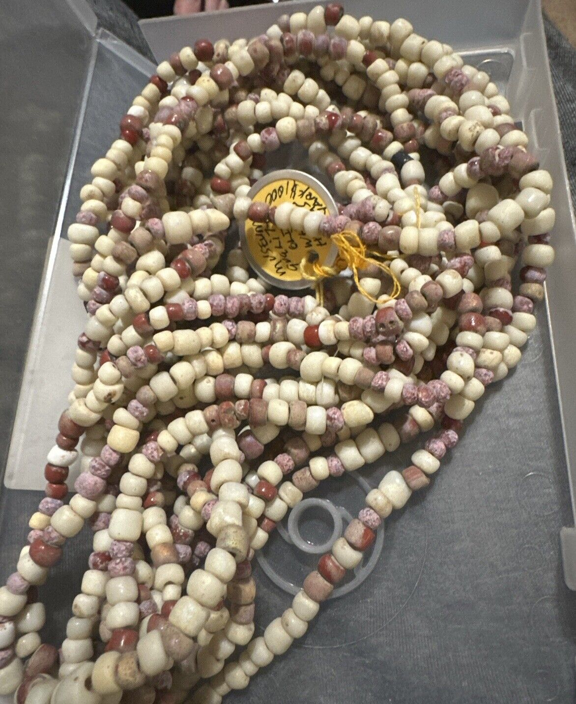 white heart trade beads 1700s Total Of  8 Strands 28” Each