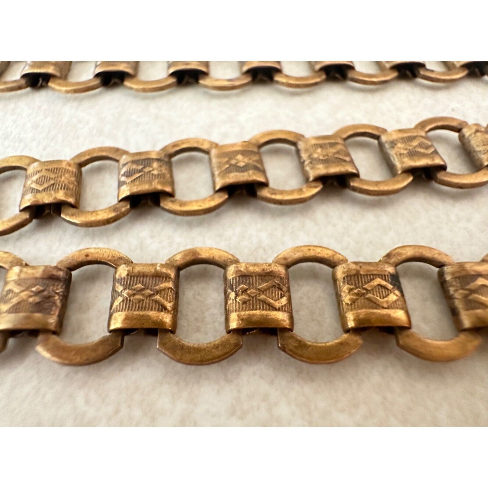 Antique Victorian 1800s rose gold filled book chain link extra long 60" necklace
