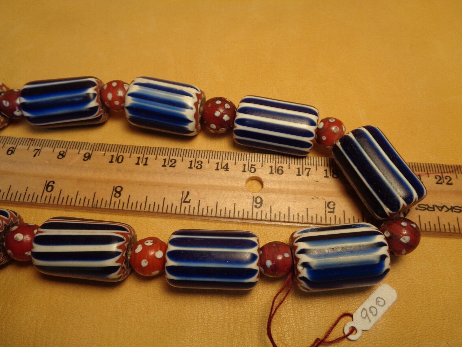 Strand Blue & White Chevron & Spotted Red White Heart Beads Trade Beads 1700's