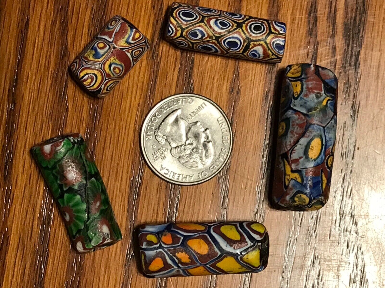 5 African Trade Beads Venetian Millefiori 1700s-1800s