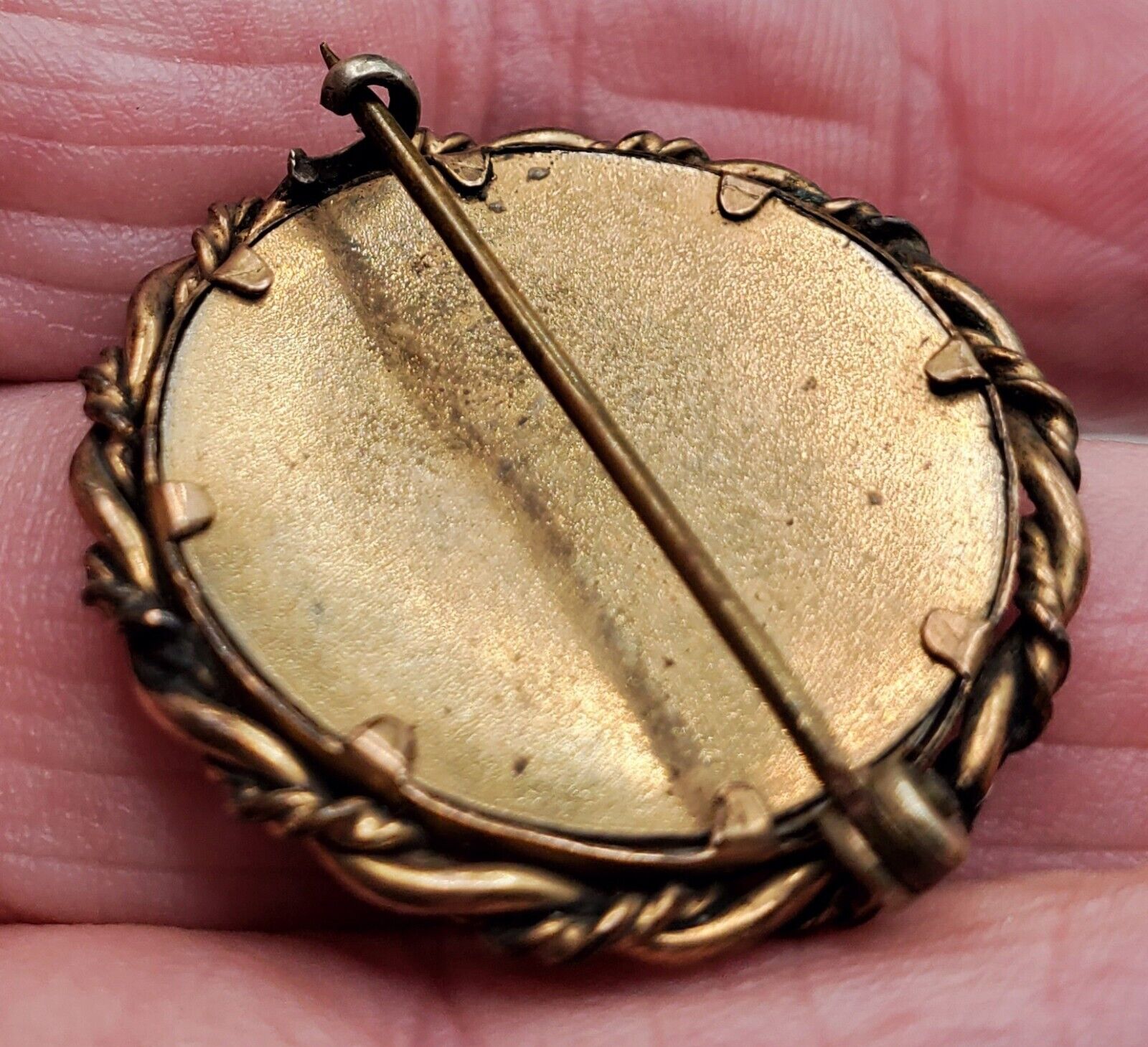 Gold Plate Victorian Antique 1800s Photo Brooch Pin Necklace Locket Trifari 