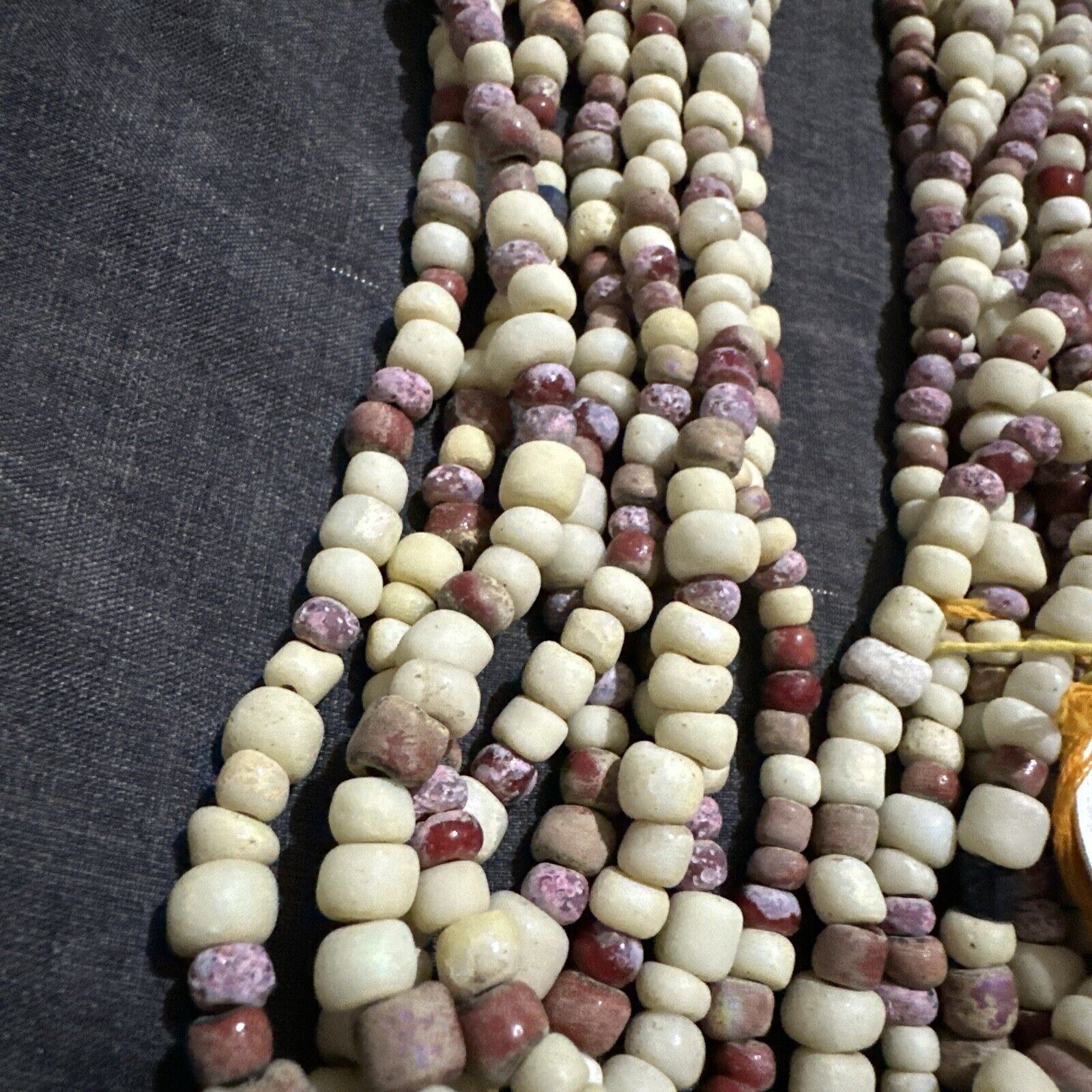 white heart trade beads 1700s Total Of  8 Strands 28” Each