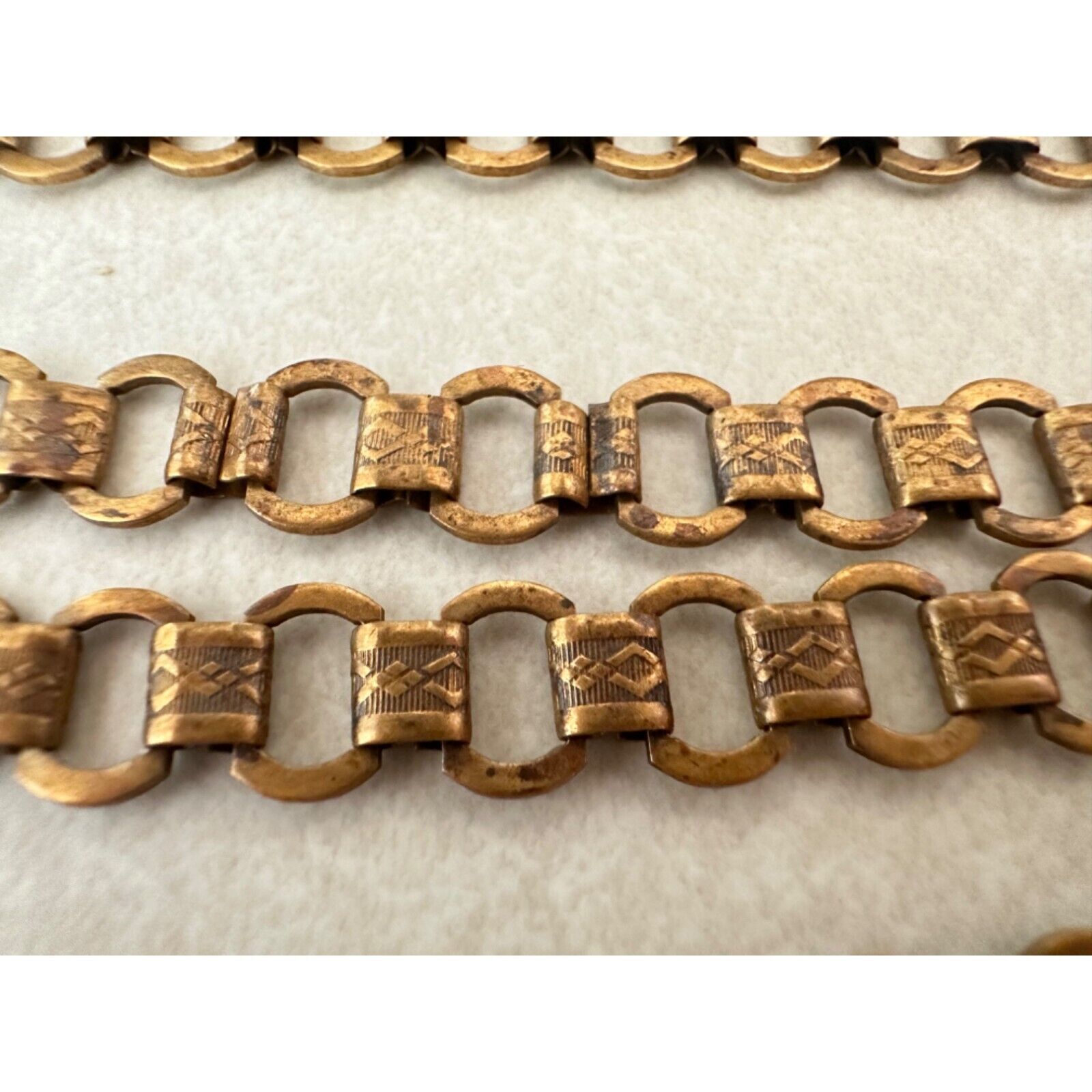 Antique Victorian 1800s rose gold filled book chain link extra long 60" necklace