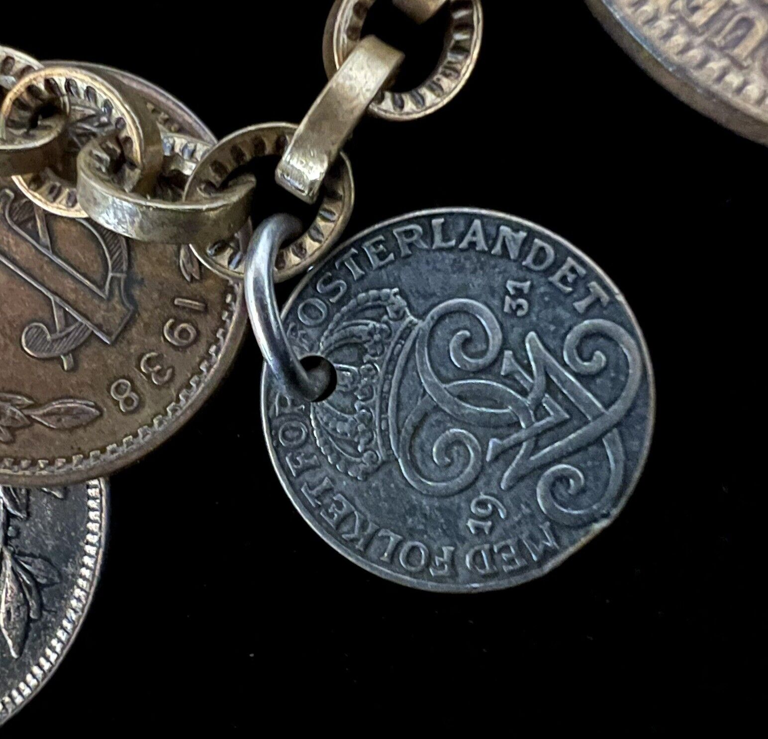 Vintage Monet Jewelers Coin Necklace & Bracelet Set Coins Late 1800s-Early 1900s
