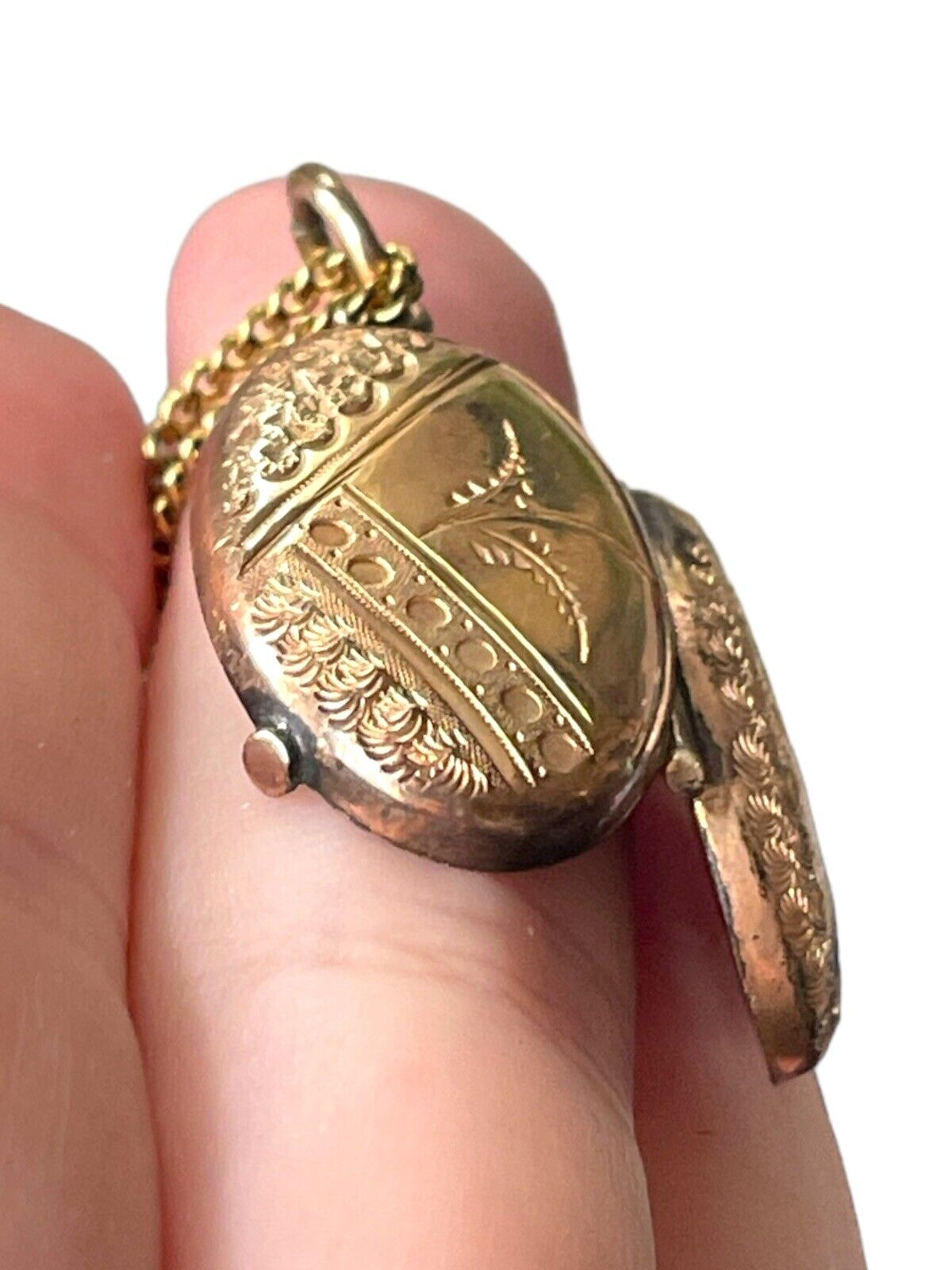 Antique Victorian 1800’s Taille D'epargne Photo Locket Enamel Necklace