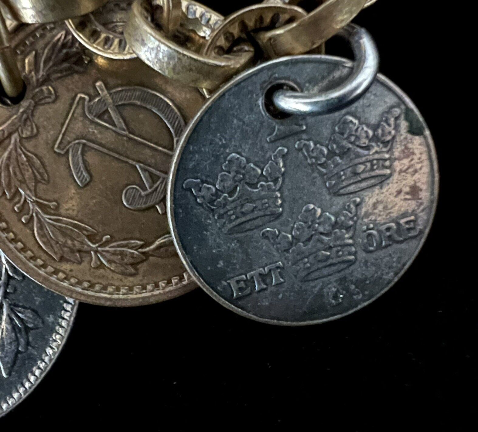 Vintage Monet Jewelers Coin Necklace & Bracelet Set Coins Late 1800s-Early 1900s