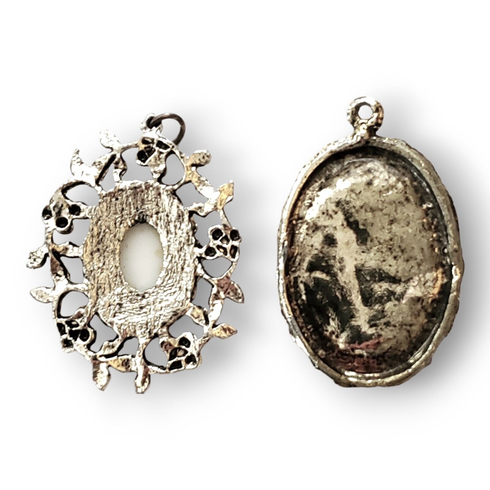 Vintage Collectable Artisan Silver Marie Antoinette & Multistone Pendant Lot 2 