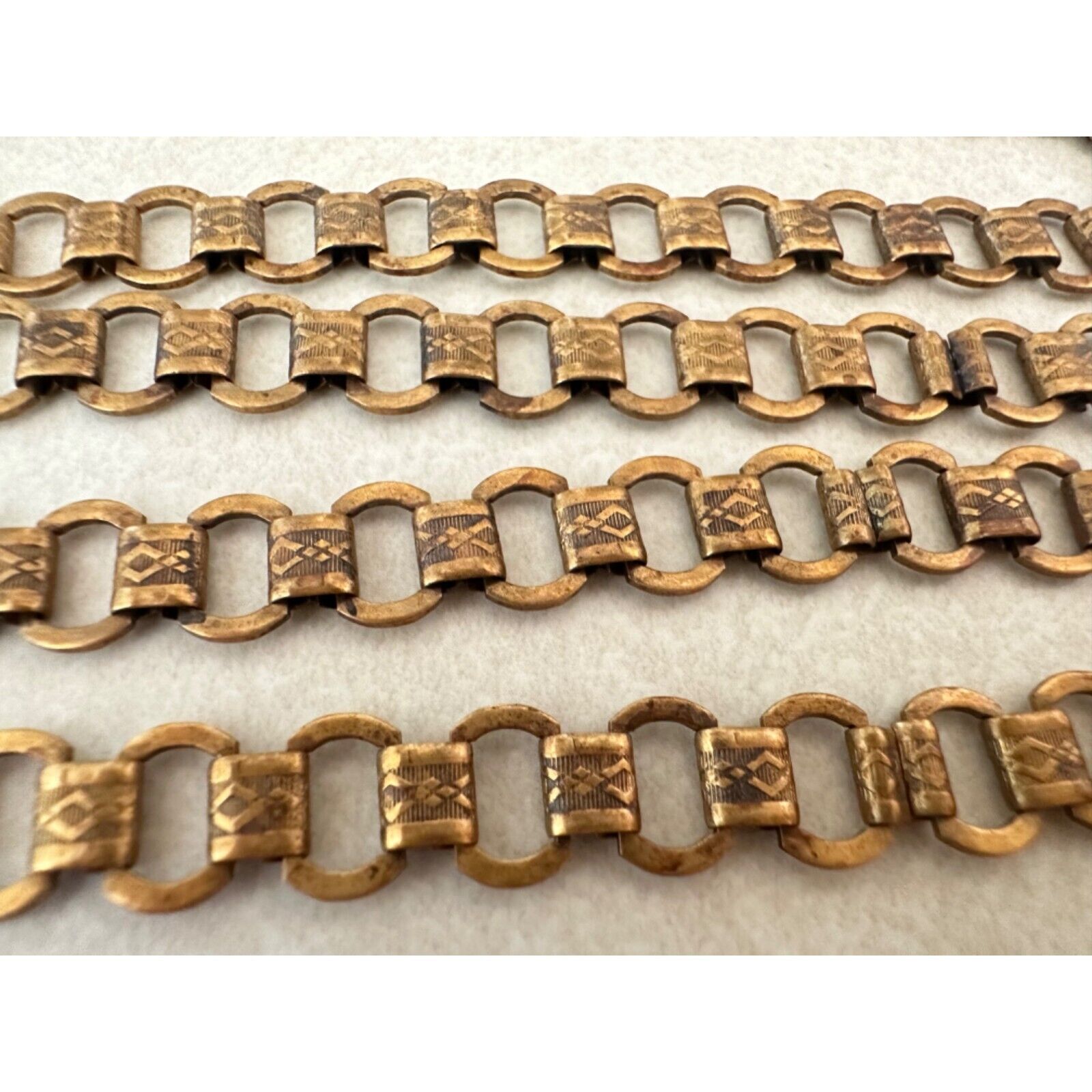Antique Victorian 1800s rose gold filled book chain link extra long 60" necklace