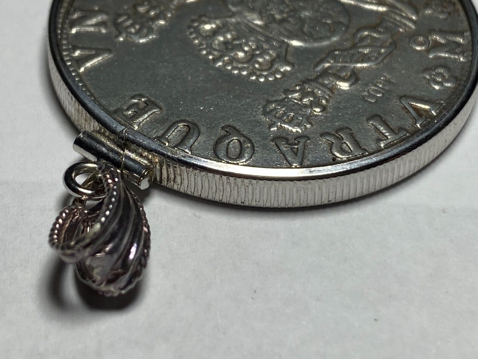 Cool Huge VTG Replica Coin 1700s Mexican Reale Pendant Set in Sterling Silver