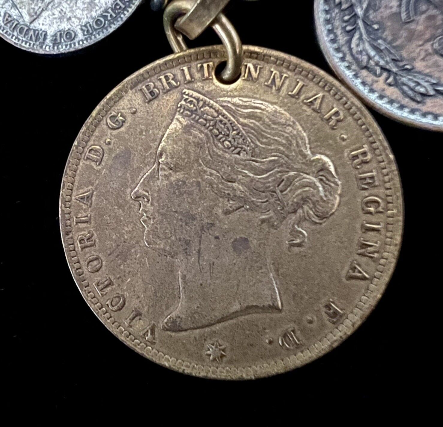 Vintage Monet Jewelers Coin Necklace & Bracelet Set Coins Late 1800s-Early 1900s