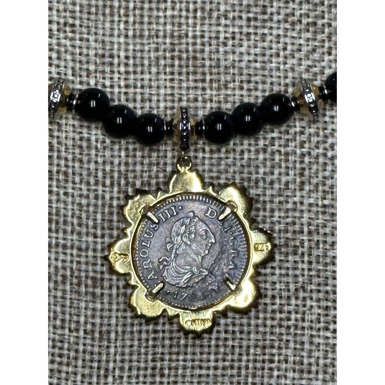 El Cazador 1783 Shipwreck CoinSterling Silver Onyx Necklace