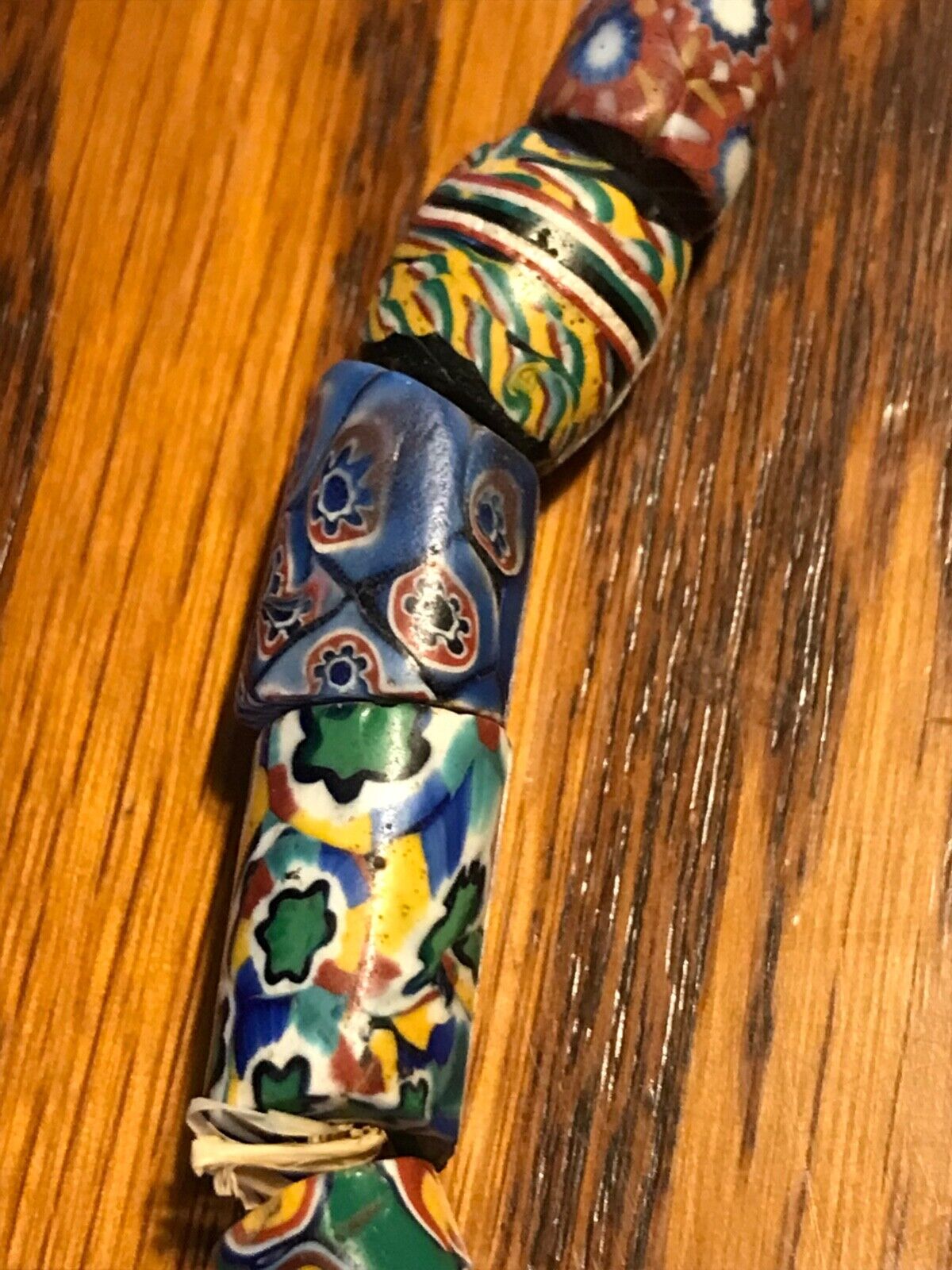 2 Strands / 26 African Trade Beads Venetian Millefiori 1700s - 1800s