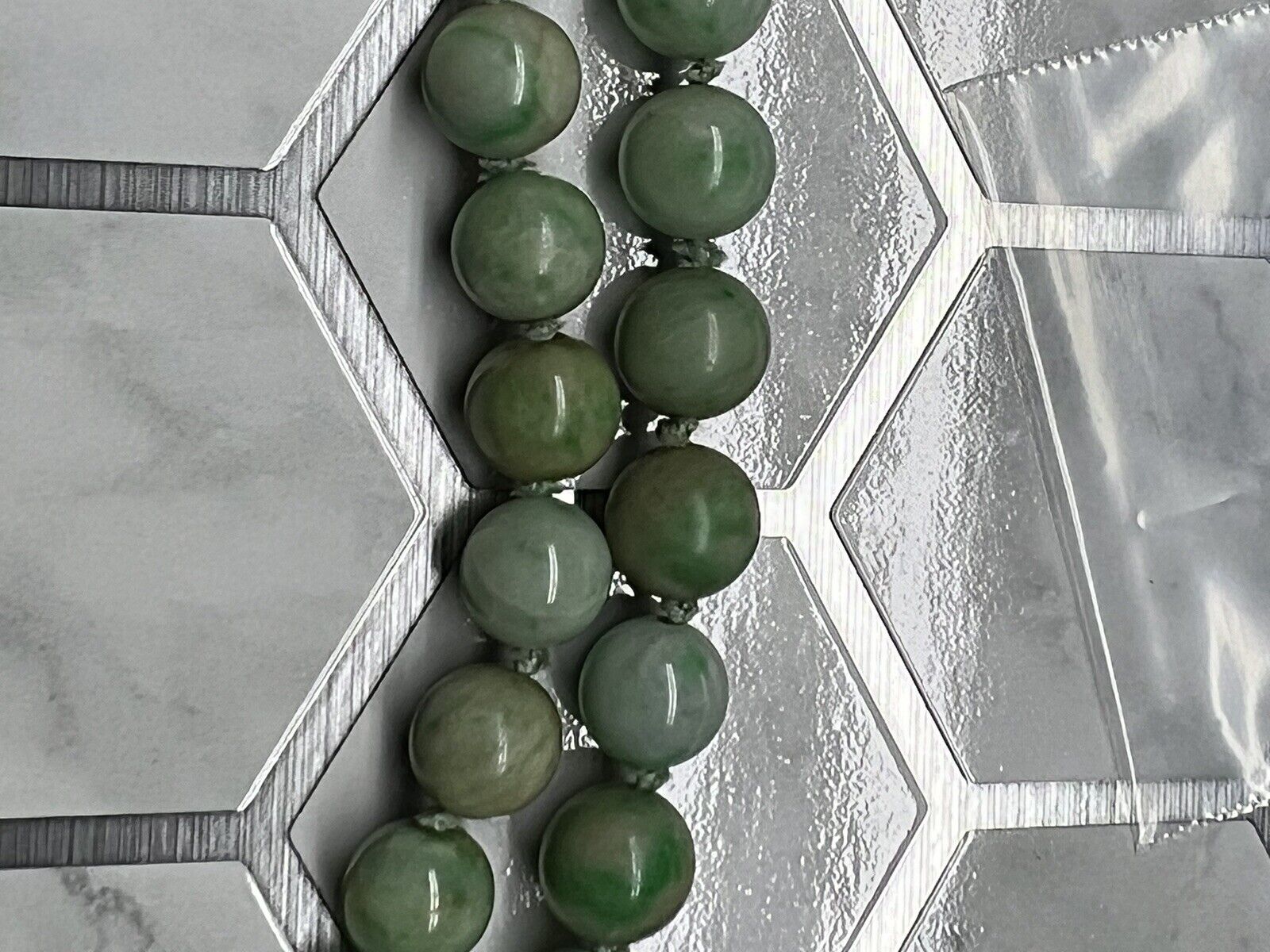 17 Inch 1800’s Applegreen Jadeite Graduated Double Strand Necklace 3.9 X 9.3 mm 