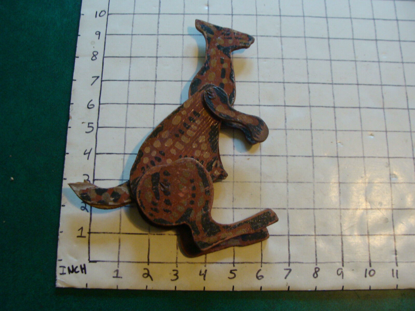 Vintage Wooden toy: KANGEROO Movable early 1900's wooden animal, damaged tail