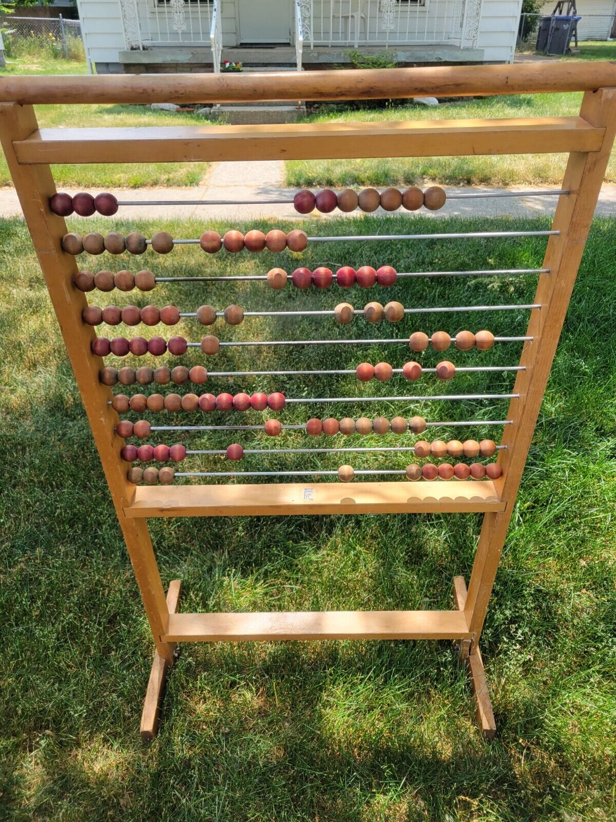Vintage Milton Bradley Wooden Free Standing Abacus, Tall, Great Condition. RARE!