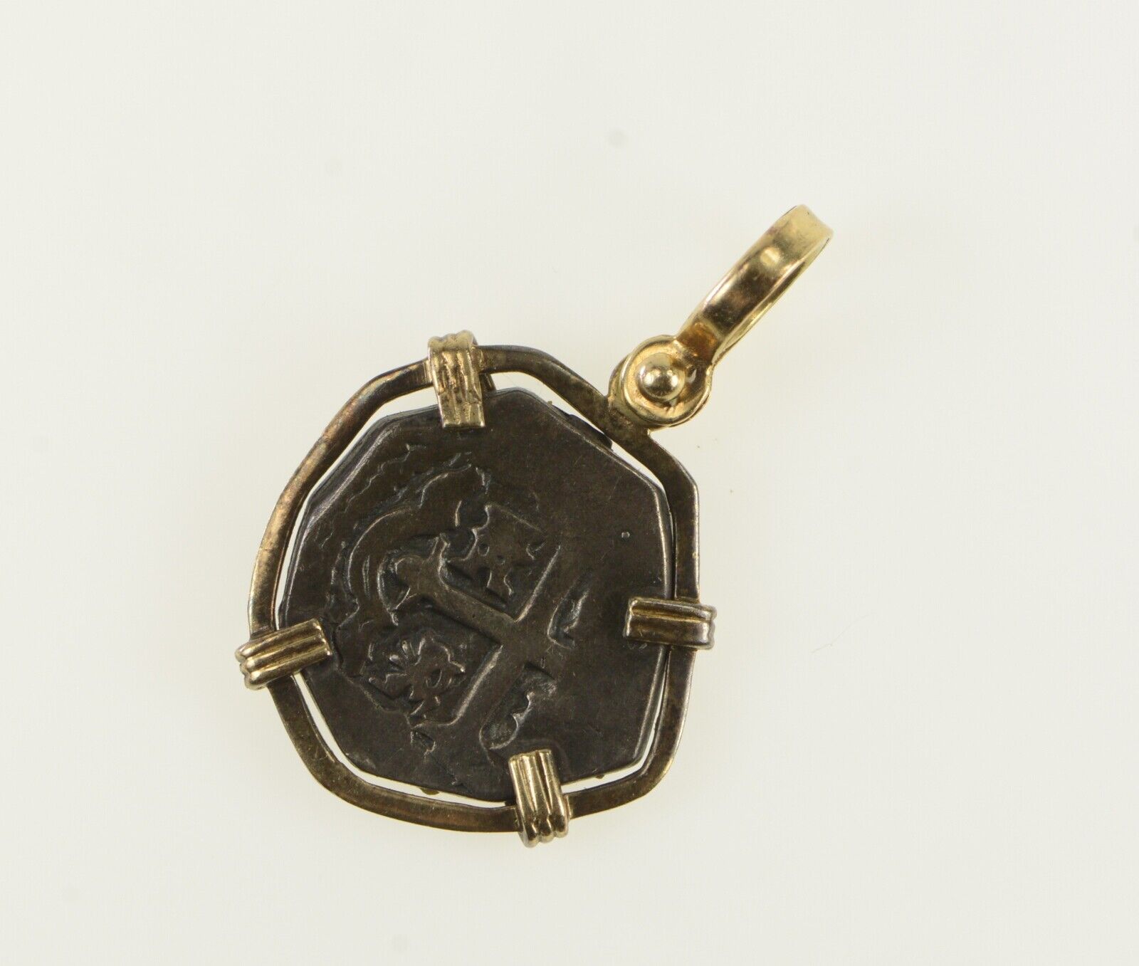 14K Spanish Cob 1700's Coin Pendant Yellow Gold *00