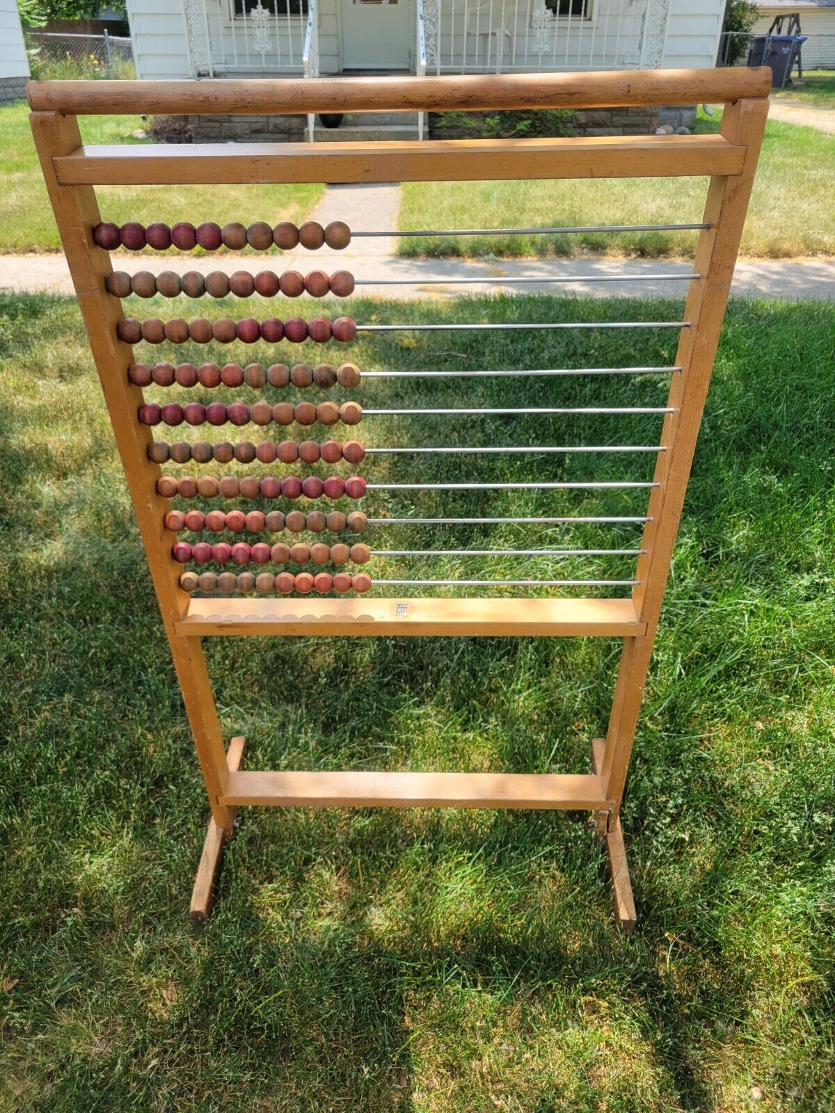 Vintage Milton Bradley Wooden Free Standing Abacus, Tall, Great Condition. RARE!